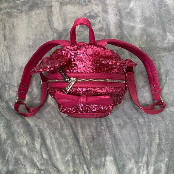 Loungefly Disney Parks Hot Pink Sequin Mini Backpack - Discontinued, Pre-Loved - Picture 9 of 14